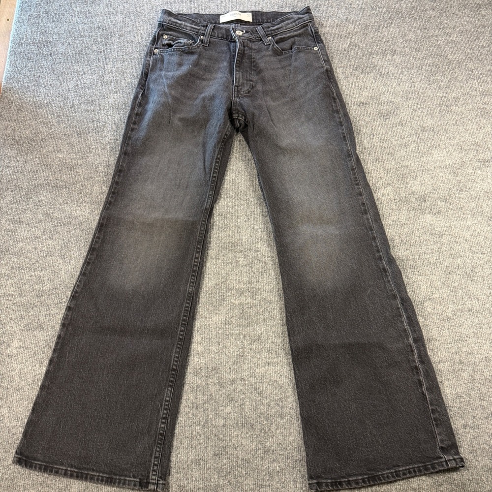 Hollister Flare Cotton Blend Black Denim Jeans Size 30x32 IndieSleaze